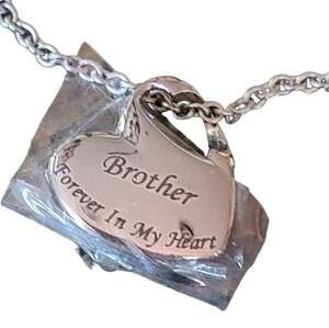 Silver Heart Necklace Brother You Are always in my Heart